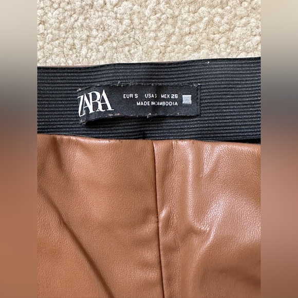Zara chocolate brown leggings US size Small leather/ pleather - Picture 5 of 5